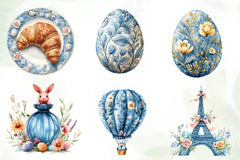 Blue Parisian Easter Clipart Bundle - CraftNest - Digital Crafting and Art