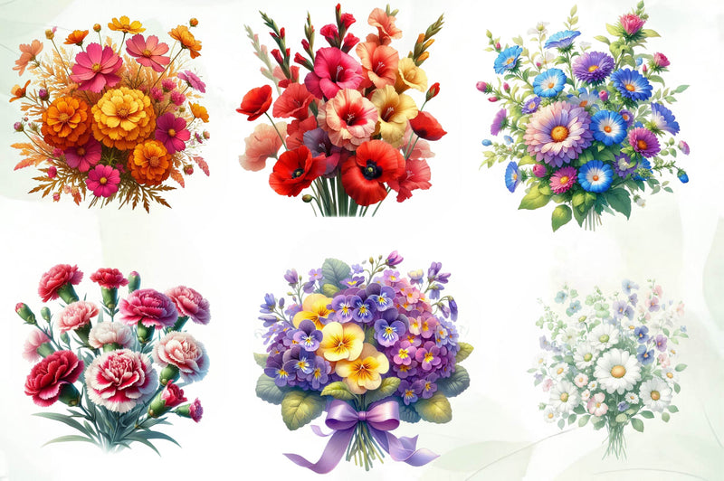 Birth Month Flower Clipart Bundle - CraftNest - Digital Crafting and Art