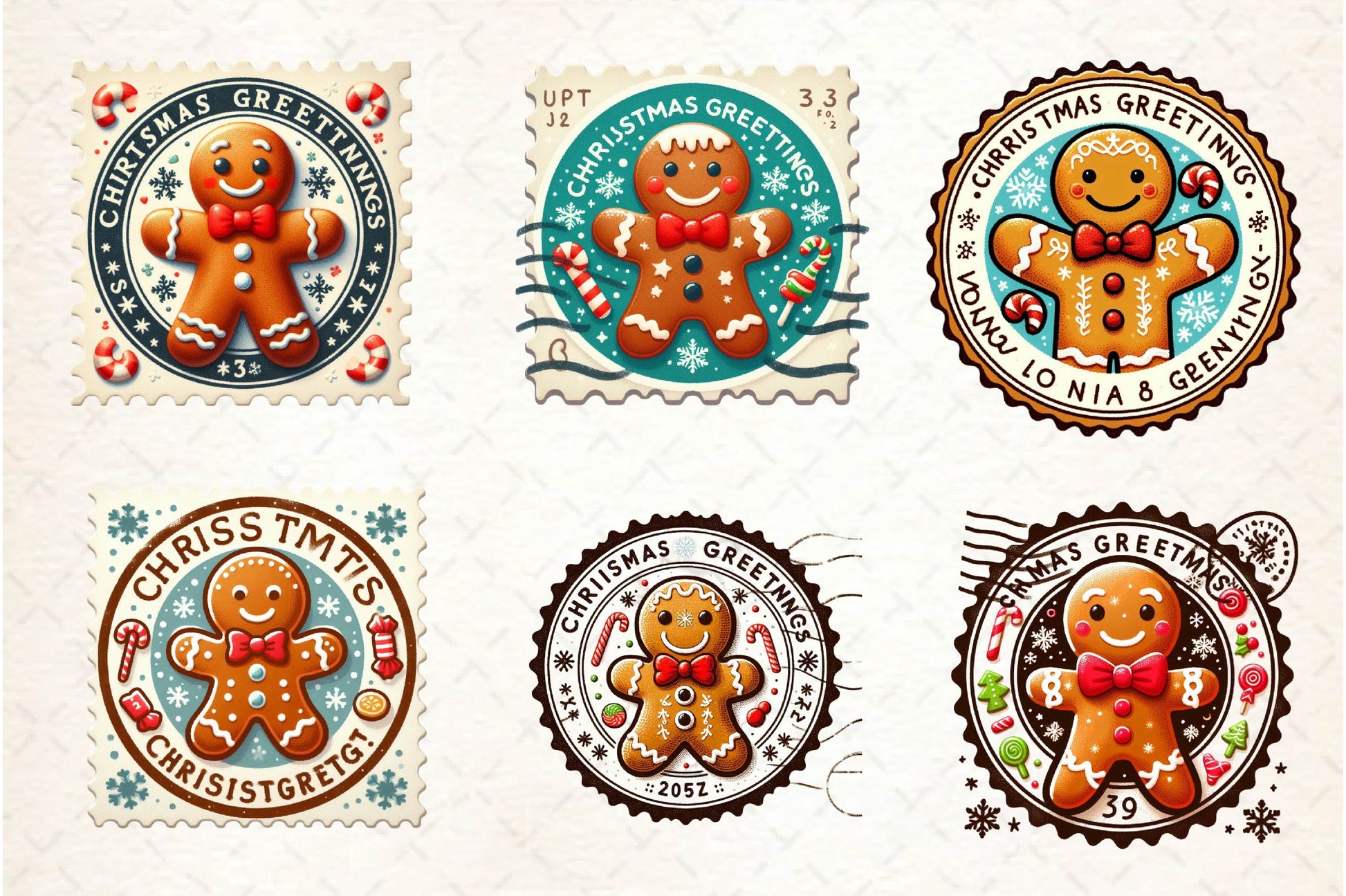 Christmas Gingerbread Postage Stamps Clipart Bundle - CraftNest - Digital Crafting and Art