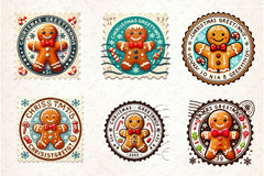 Christmas Gingerbread Postage Stamps Clipart Bundle - CraftNest - Digital Crafting and Art
