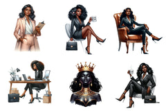 Black Boss Lady Clipart Bundle - CraftNest - Digital Crafting and Art