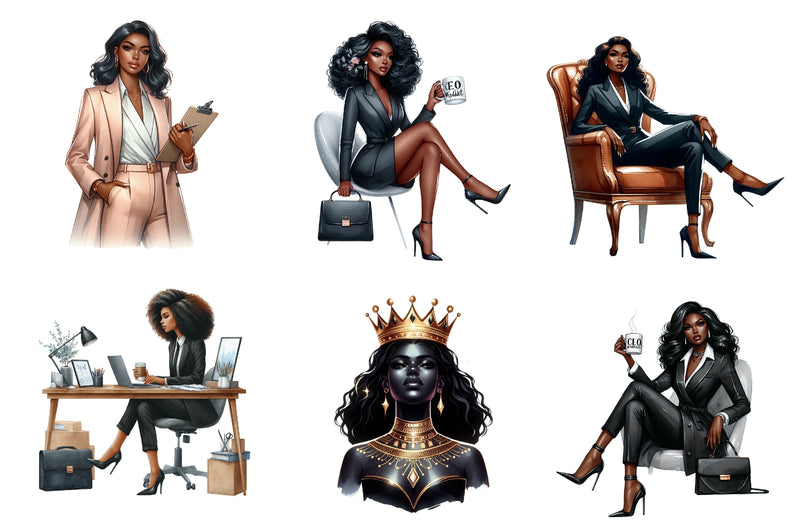 Black Boss Lady Clipart Bundle - CraftNest - Digital Crafting and Art