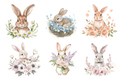 Floral Easter Bunny Clipart Bundle - CraftNest - Digital Crafting and Art