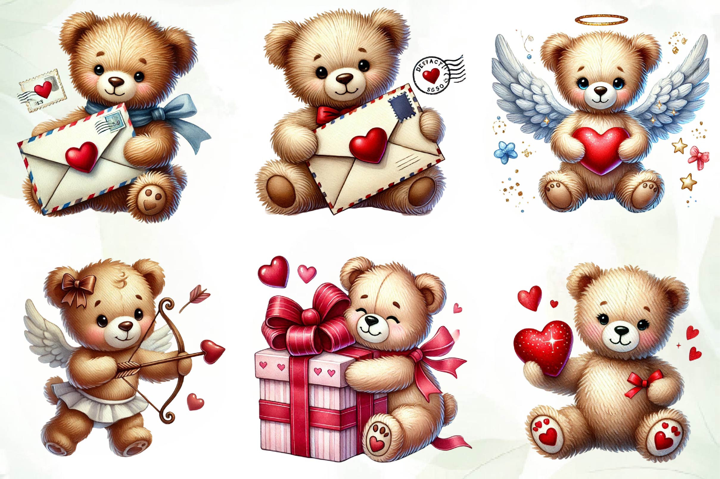 Teddy Bear Valentine Bear Love Clipart Bundle - CraftNest - Digital Crafting and Art