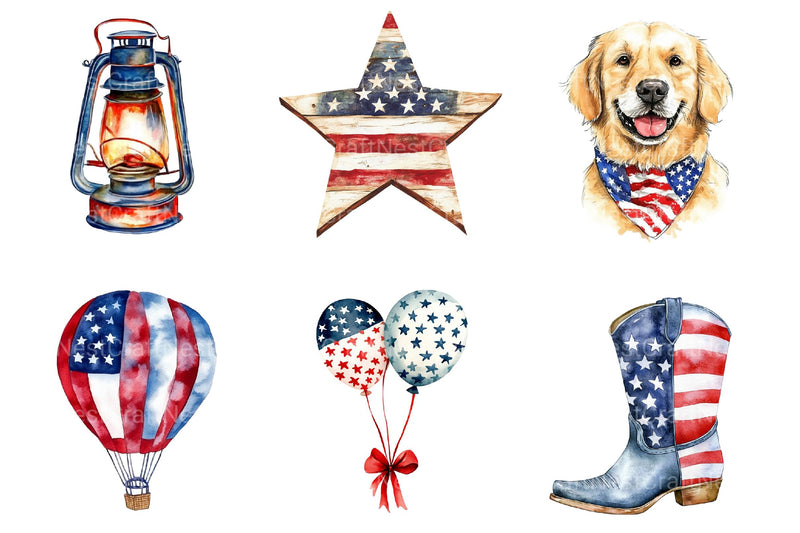 4th of July Independence USA Clipart Bundle - CraftNest - Digital Crafting and Art