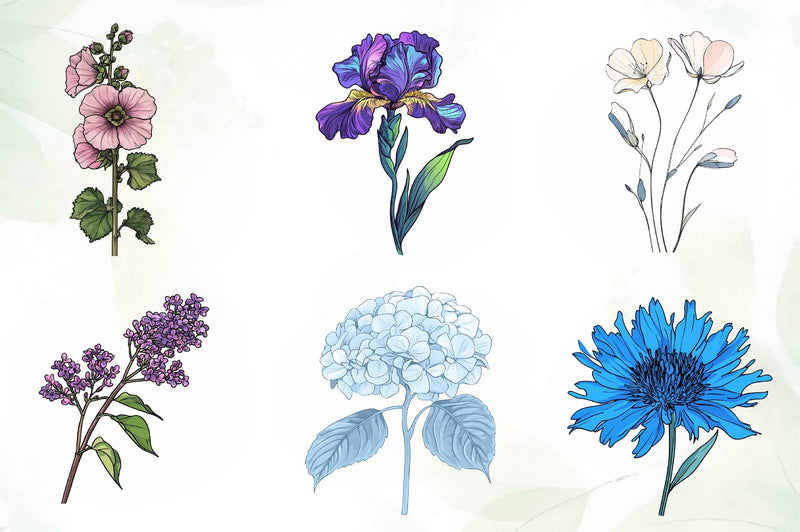 Vintage Single Flowers Clipart Bundle - CraftNest - Digital Crafting and Art