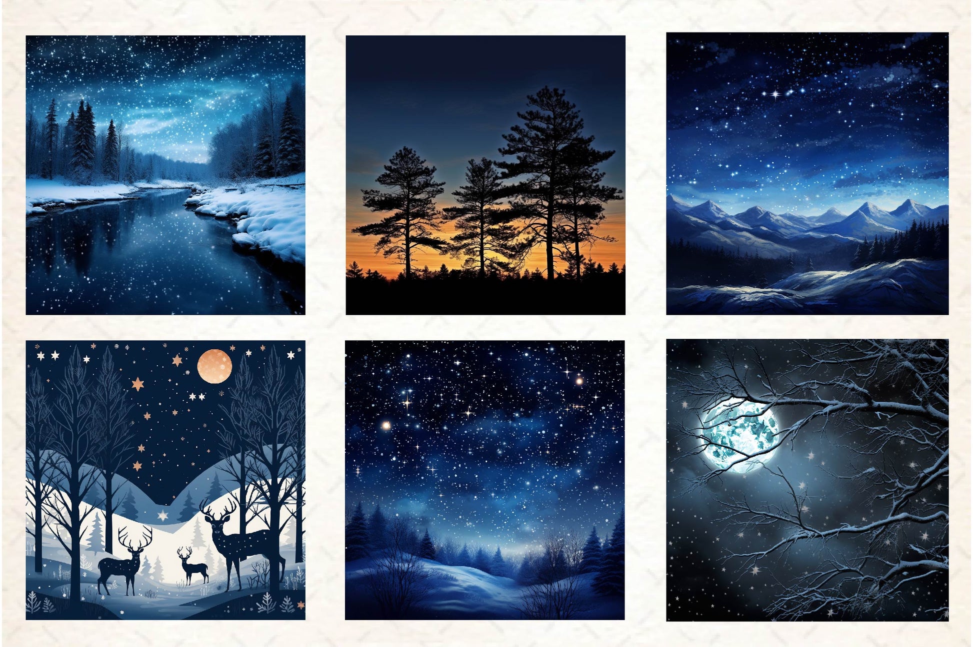 Winter Nights Digital Paper - CraftNest - Digital Crafting and Art