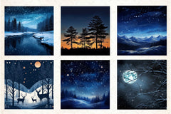 Winter Nights Digital Paper - CraftNest - Digital Crafting and Art
