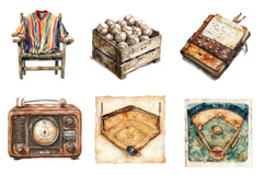 Vintage Baseball Game Day Clipart Bundle - CraftNest - Digital Crafting and Art