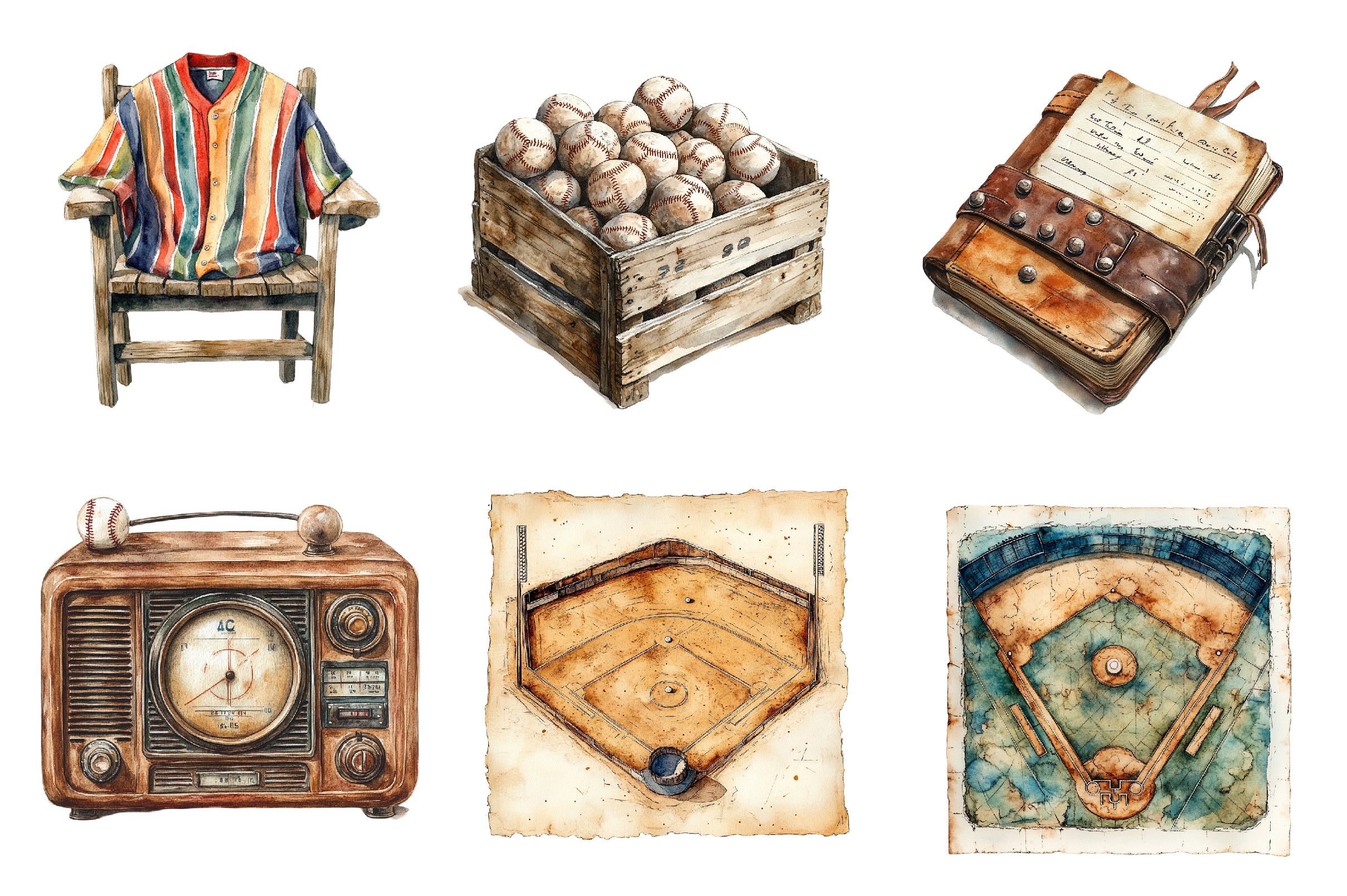 Vintage Baseball Game Day Clipart Bundle - CraftNest - Digital Crafting and Art