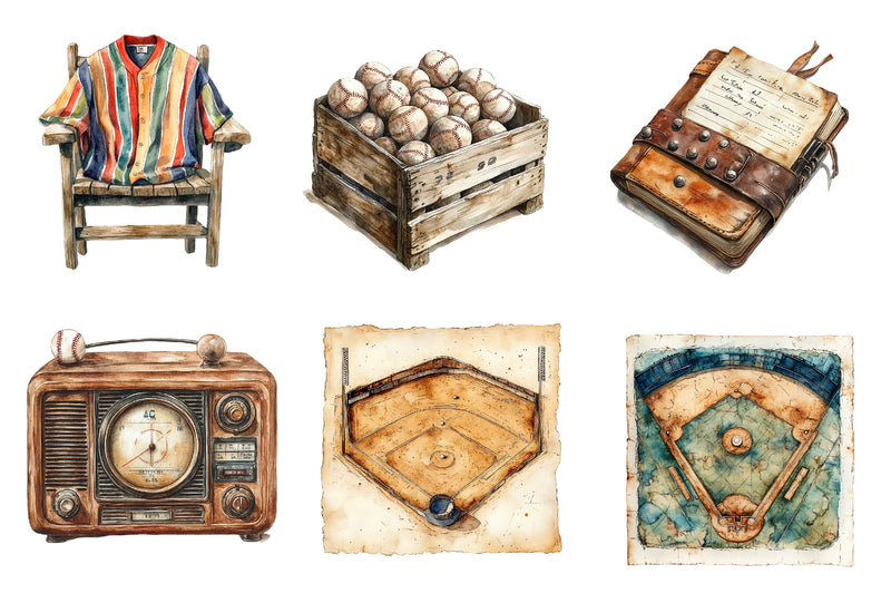 Vintage Baseball Game Day Clipart Bundle - CraftNest - Digital Crafting and Art
