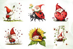 Lady Bug Gnomes Set Clipart Bundle - CraftNest - Digital Crafting and Art