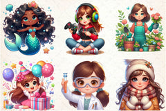 African American Girls Clipart Bundle - CraftNest - Digital Crafting and Art