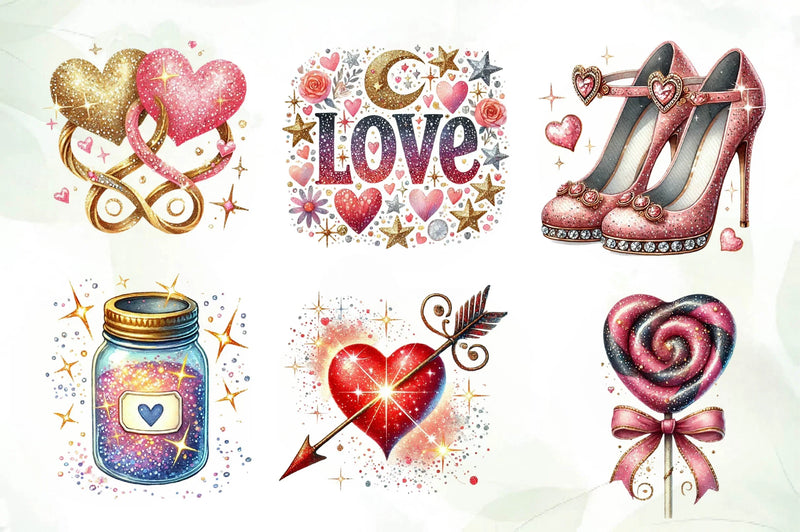 Glittery Valentine Clipart Bundle - CraftNest - Digital Crafting and Art