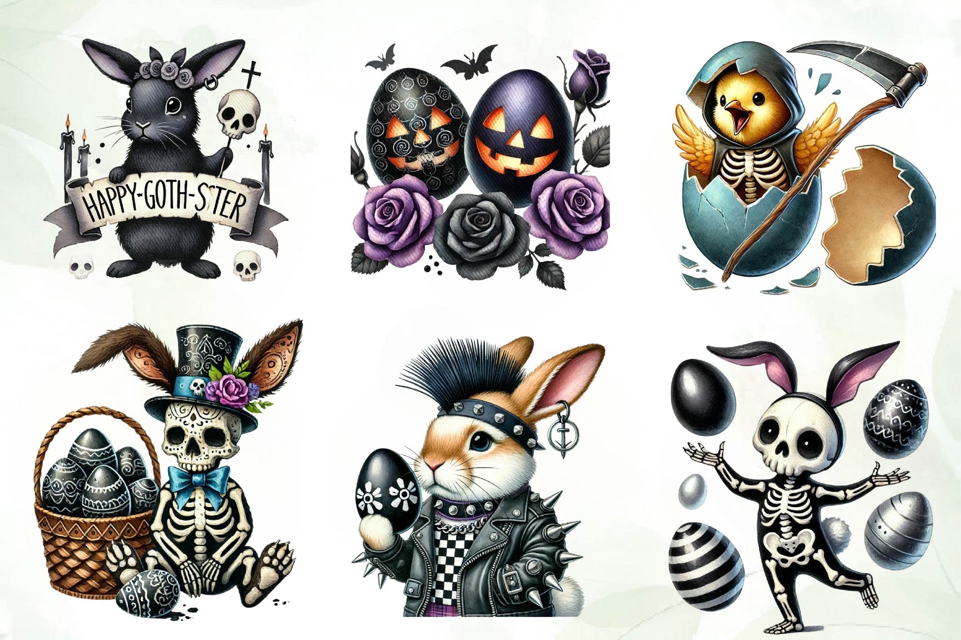 Funny Gothic Easter Clipart Bundle - CraftNest - Digital Crafting and Art