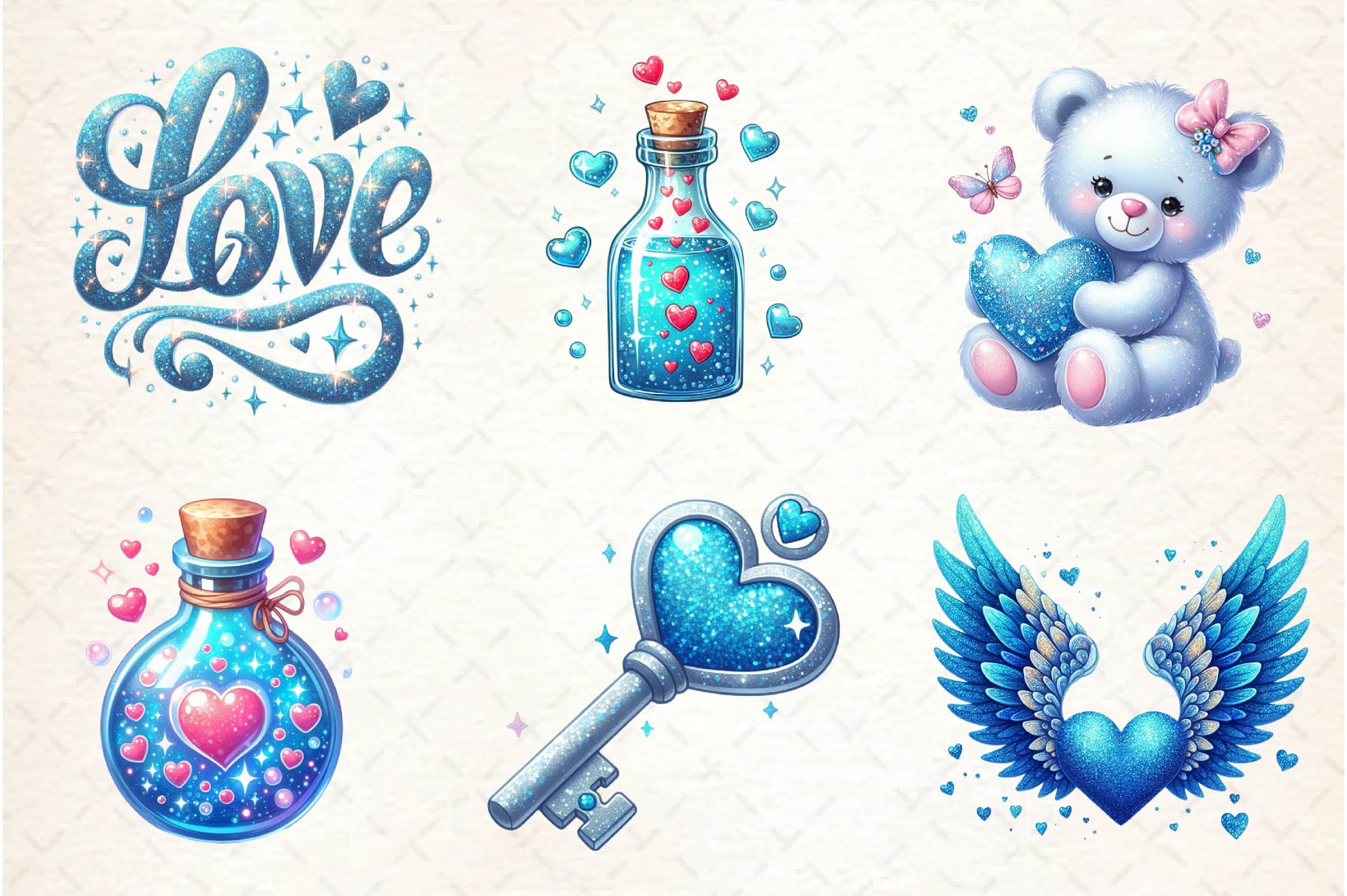 Blue Valentines Day Clipart Bundle - CraftNest - Digital Crafting and Art