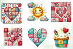 Patchwork Valentines Day Clipart Bundle - CraftNest - Digital Crafting and Art