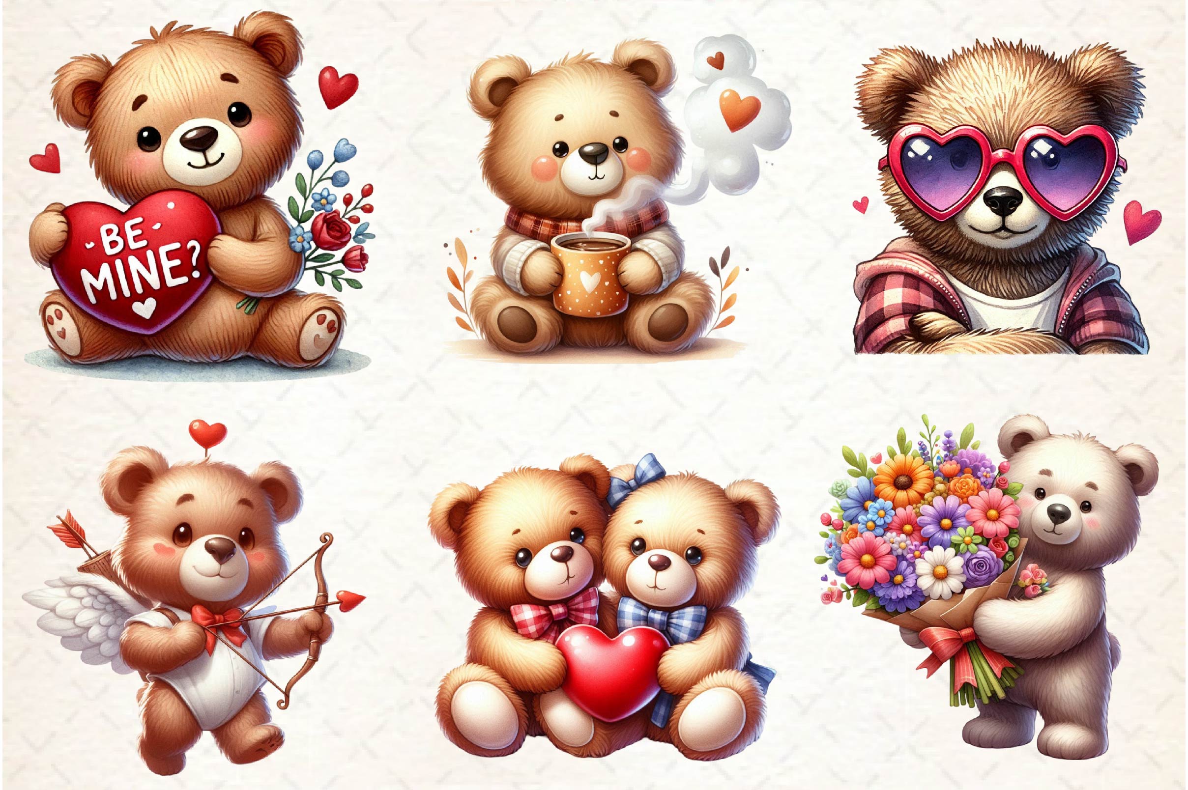 Valentine's Day Love Bear Clipart Bundle 1 - CraftNest - Digital Crafting and Art