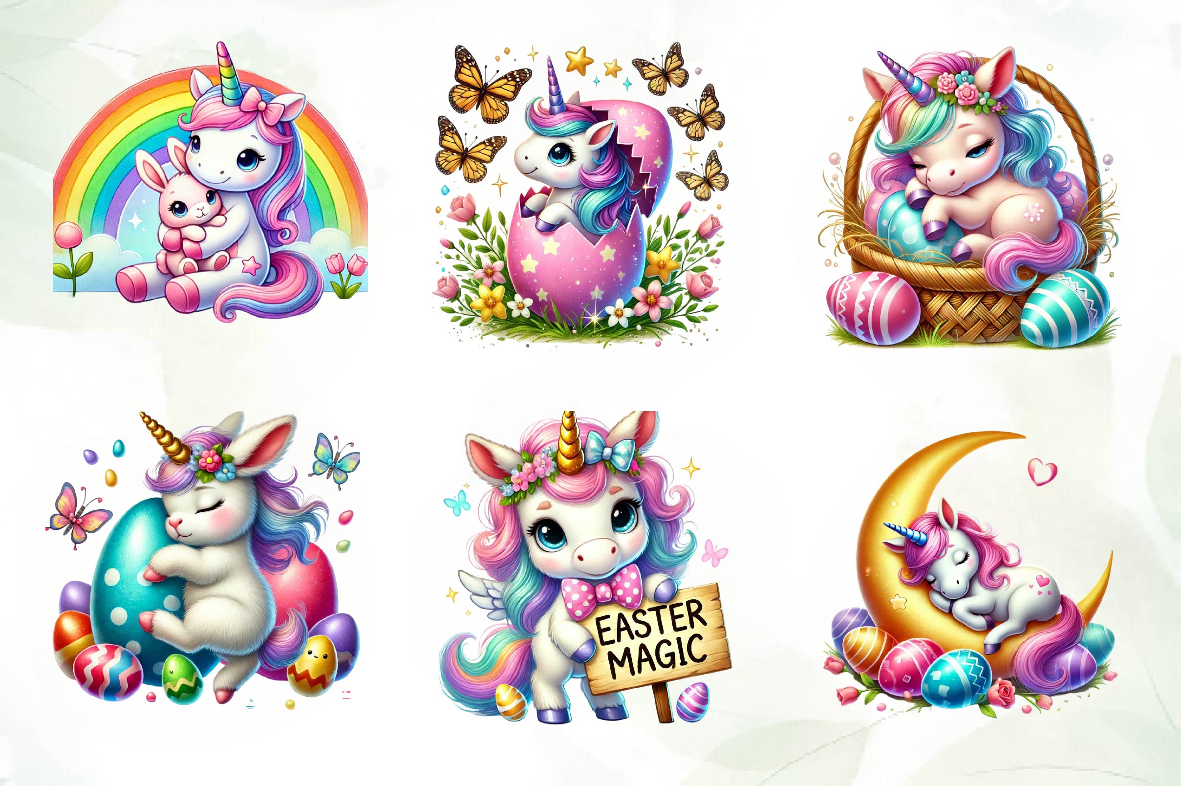 Newborn Unicorn Easter Day Clipart Bundle - CraftNest - Digital Crafting and Art