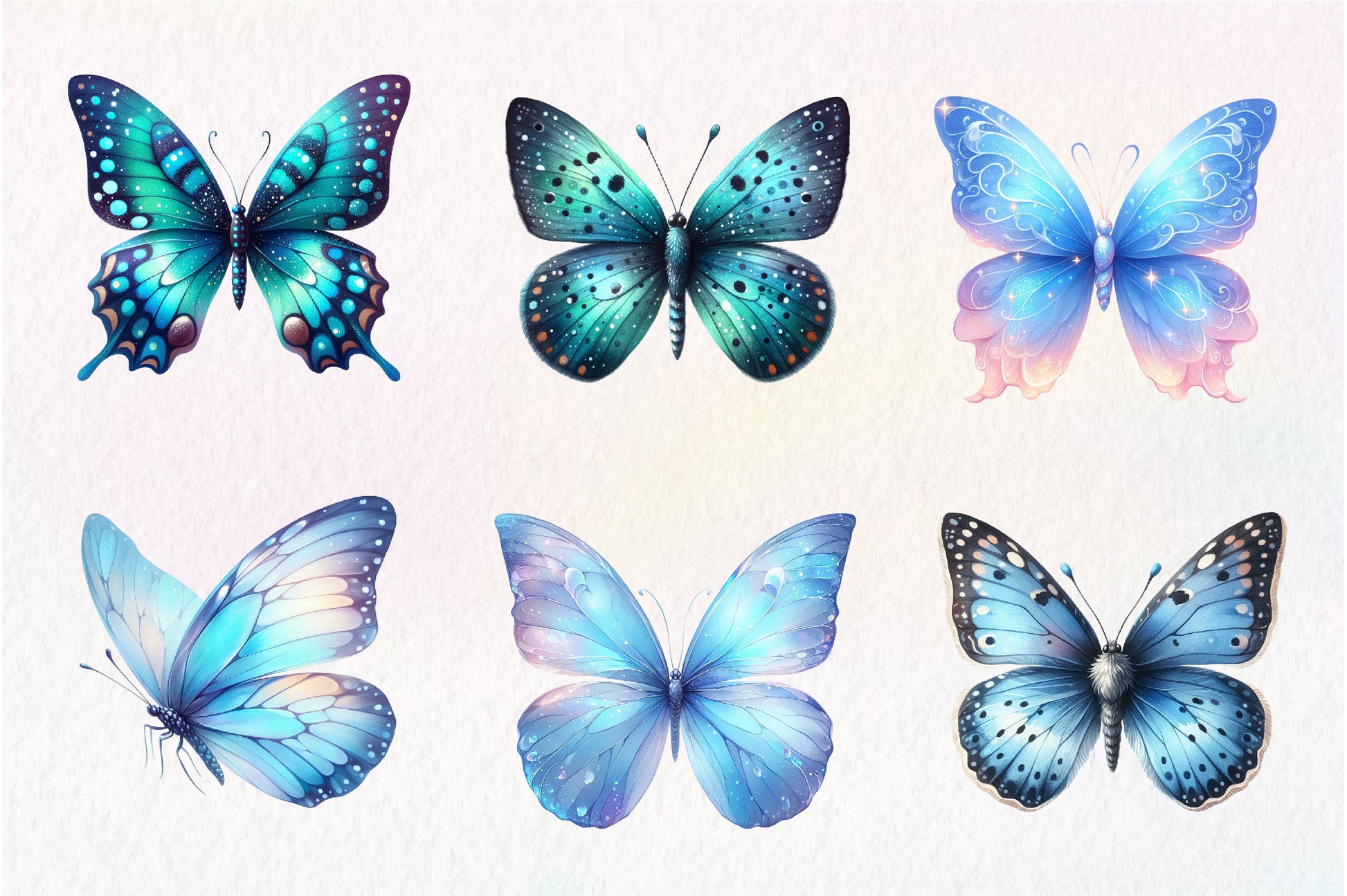 Blue Butterflies Clipart Bundle - CraftNest - Digital Crafting and Art