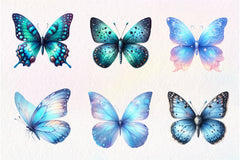 Blue Butterflies Clipart Bundle - CraftNest - Digital Crafting and Art