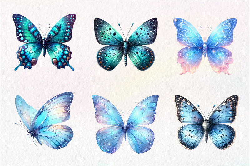 Blue Butterflies Clipart Bundle - CraftNest - Digital Crafting and Art