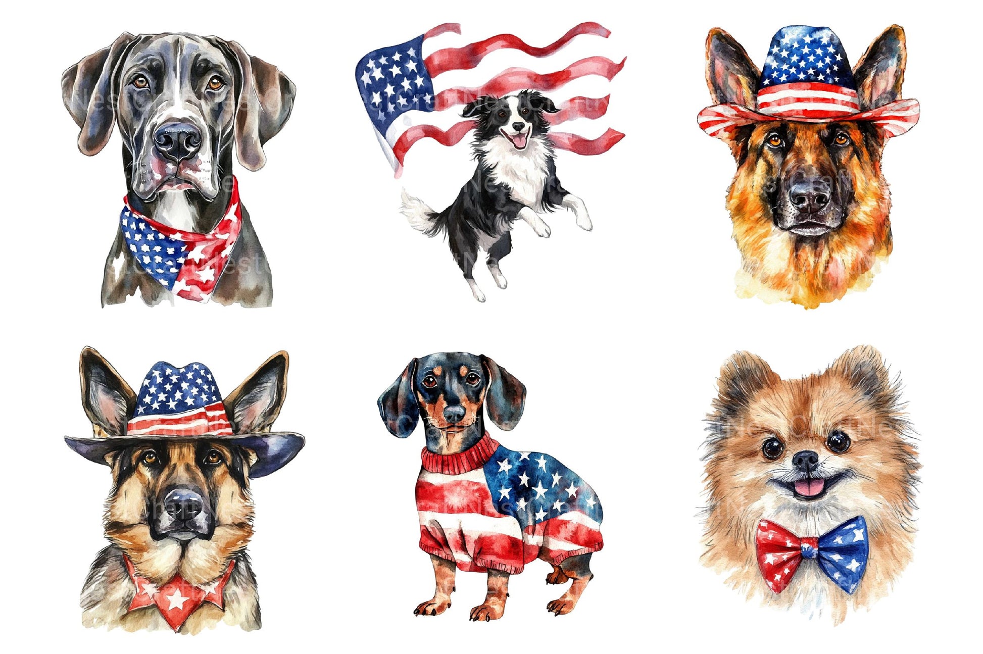 4th of July Dog Clipart Bundle - CraftNest - Digital Crafting and Art