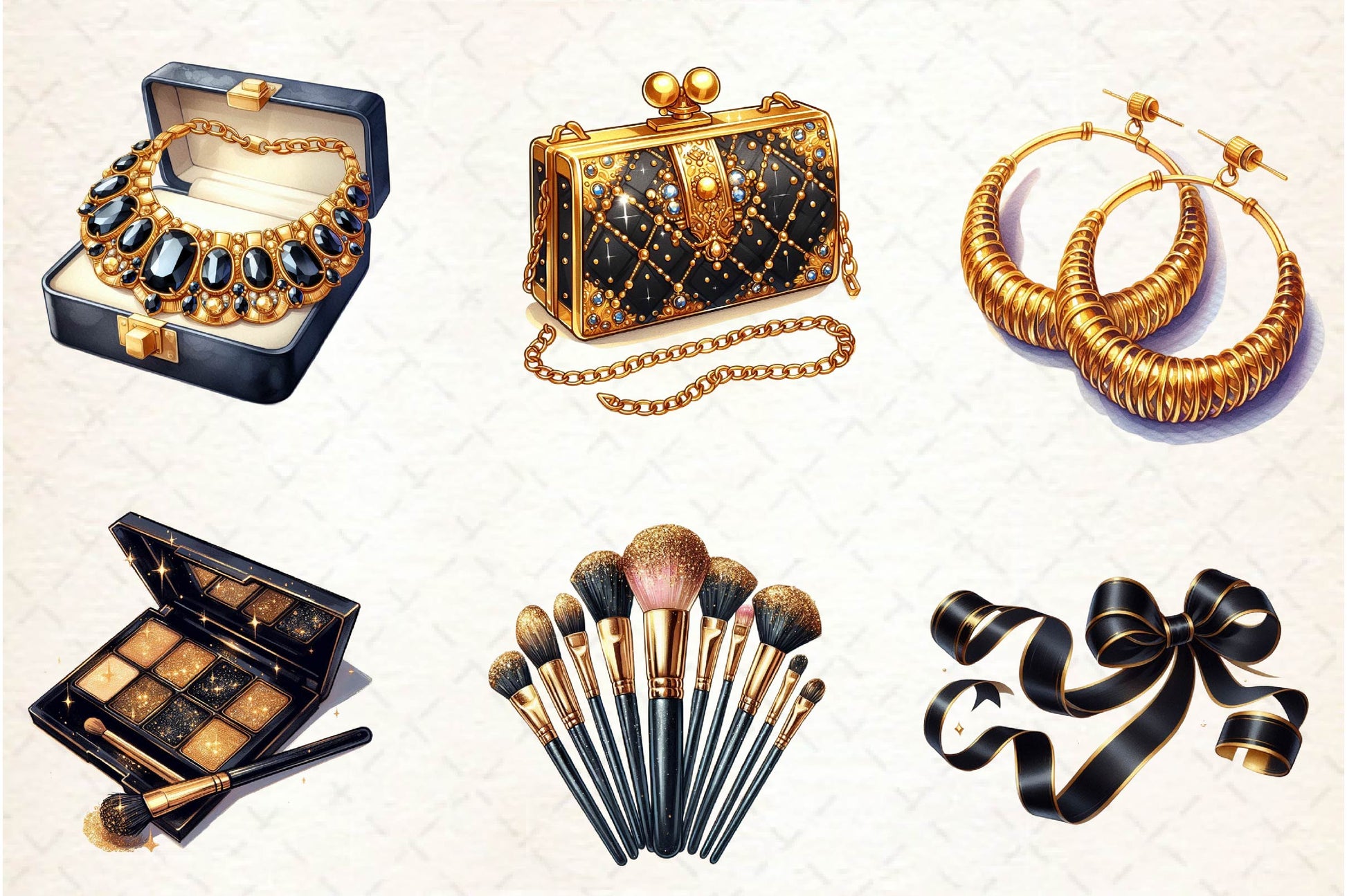 Gold And Black Fem Glam Clipart Bundle - CraftNest - Digital Crafting and Art