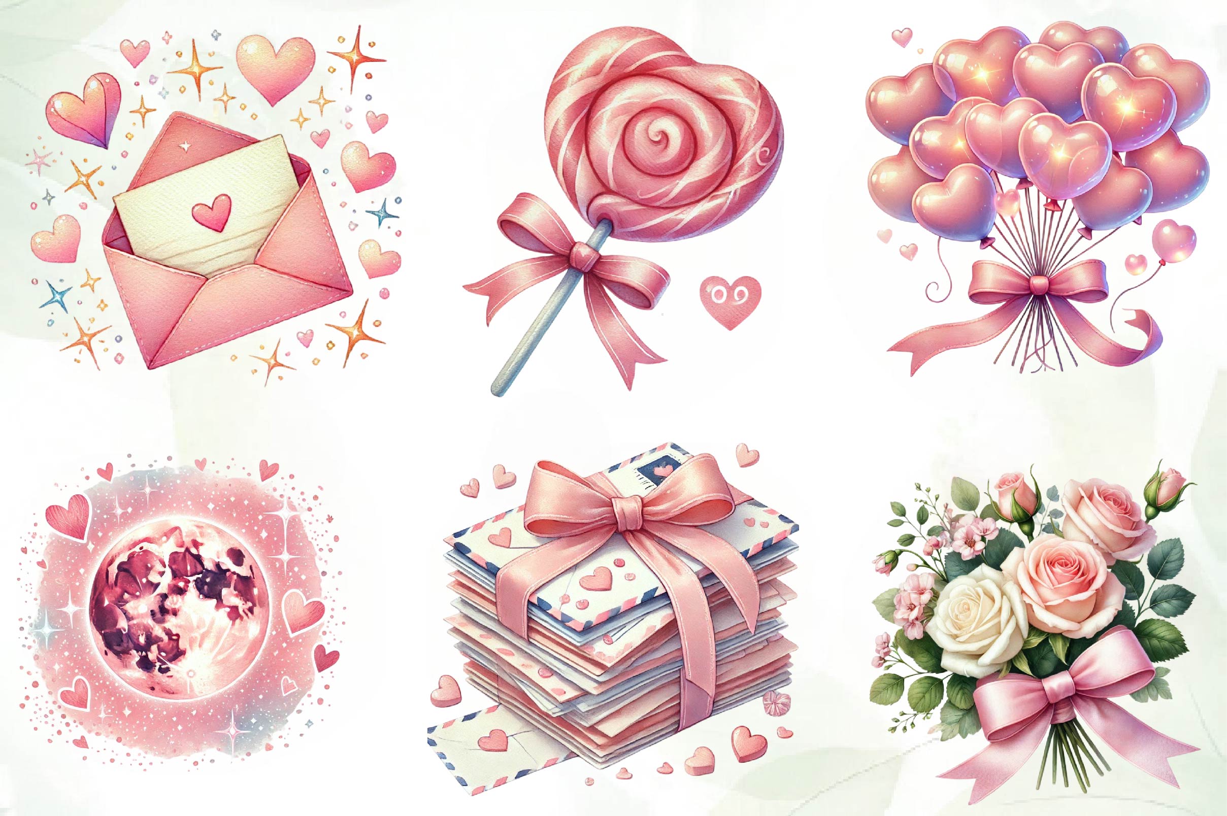 Pink Pastel Valentines Day Clipart Bundle - CraftNest - Digital Crafting and Art