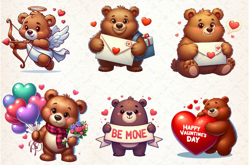 Valentine's Day Love Bear Clipart Bundle - CraftNest - Digital Crafting and Art
