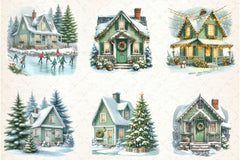 Sage Green Winter Cottage Clipart Bundle - CraftNest - Digital Crafting and Art