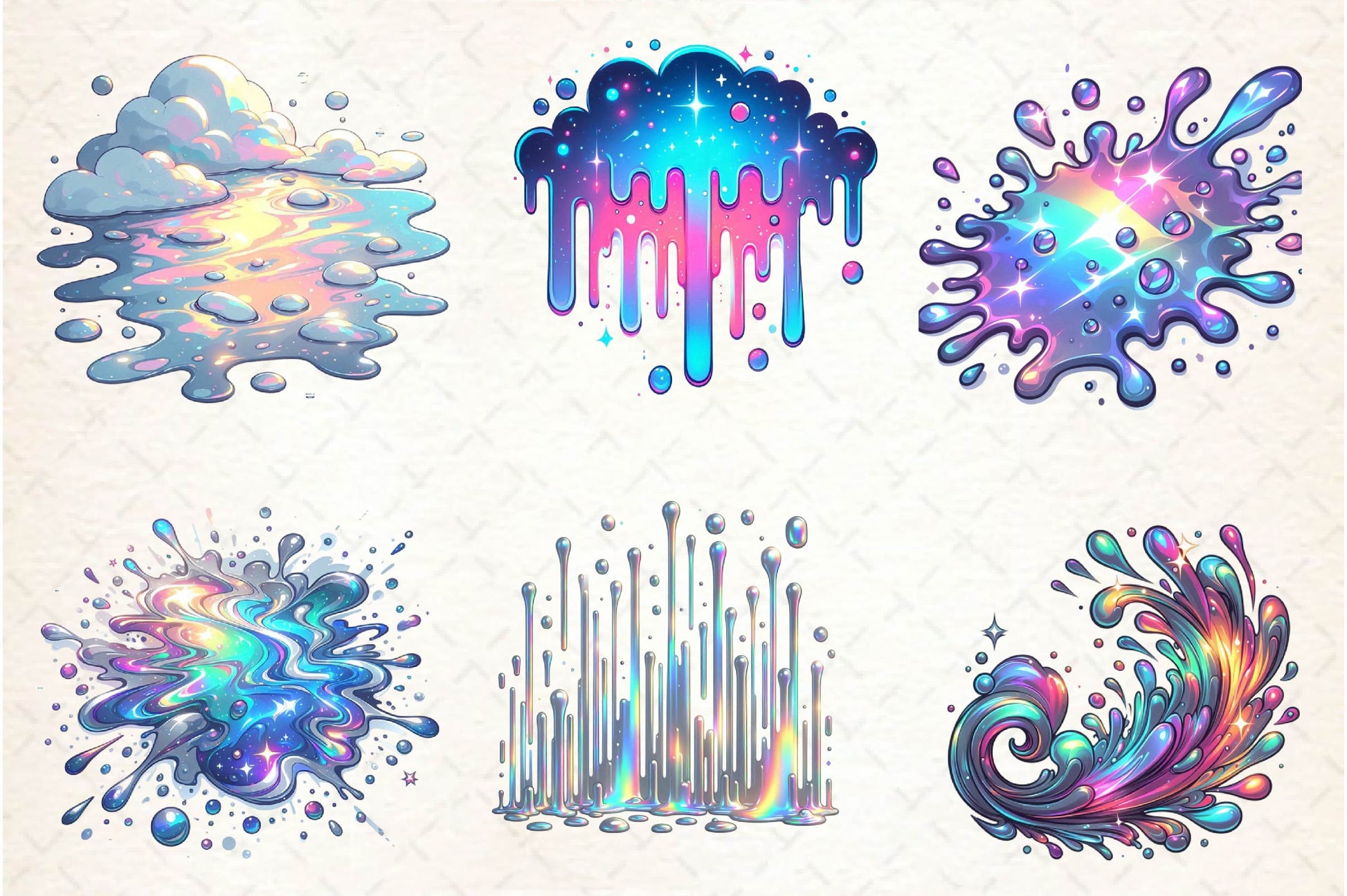 Holographic Drips And Splashes Clipart Bundle - CraftNest - Digital Crafting and Art