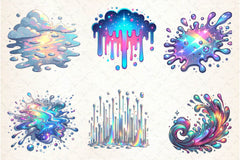 Holographic Drips And Splashes Clipart Bundle - CraftNest - Digital Crafting and Art