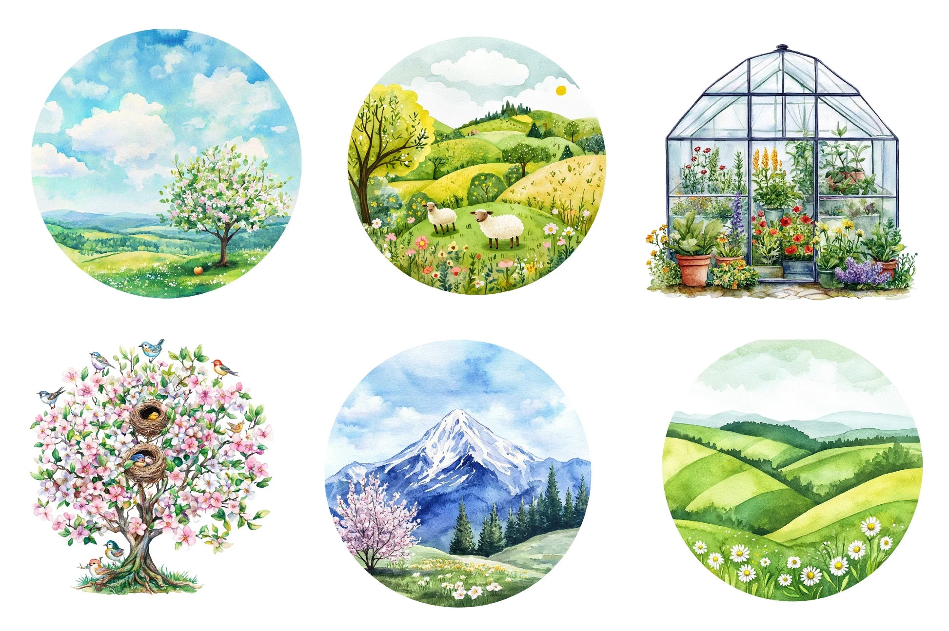 Spring Landscapes Round Clipart Bundle - CraftNest - Digital Crafting and Art