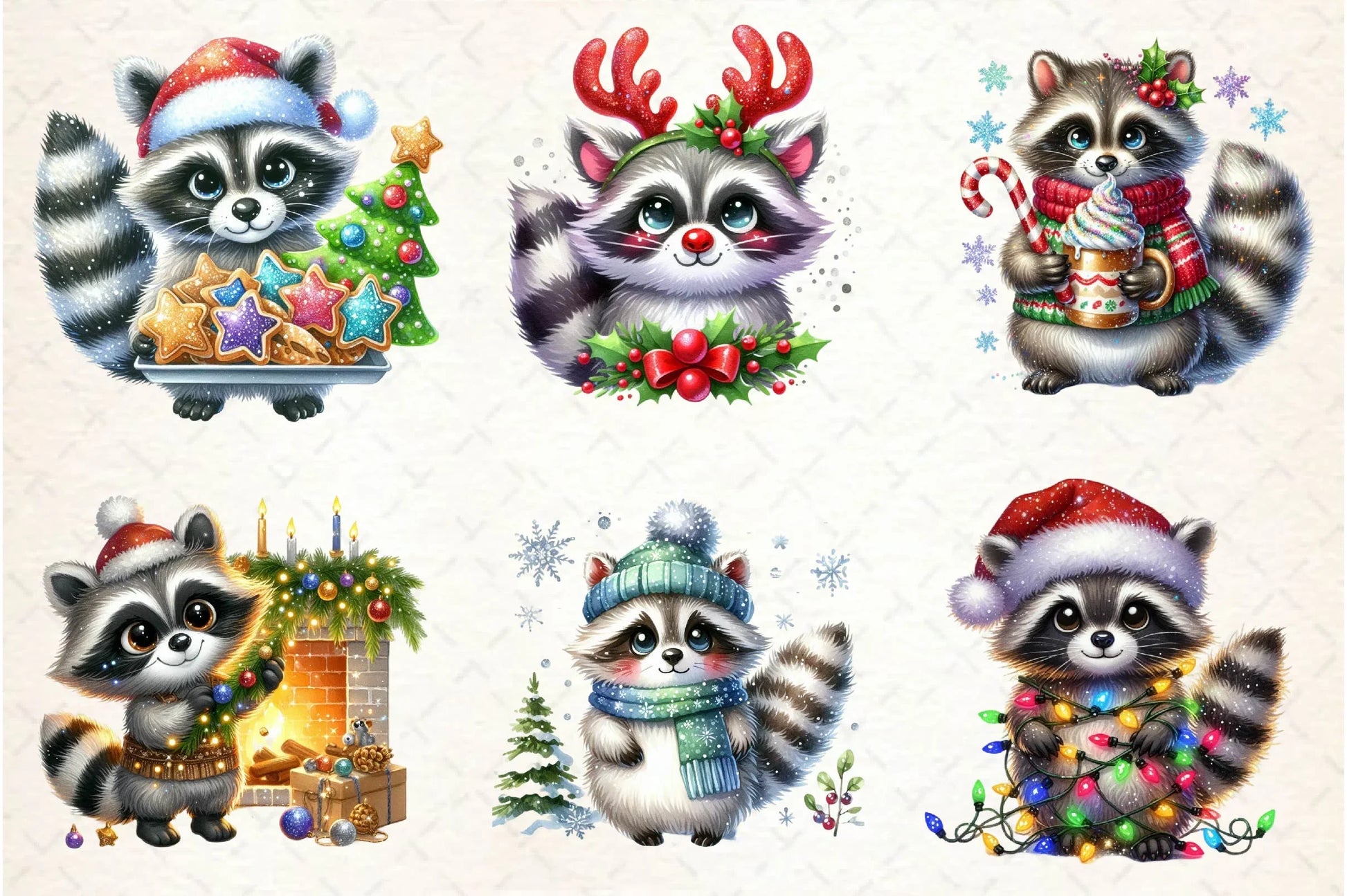 Christmas Raccoon Clipart Bundle - CraftNest - Digital Crafting and Art