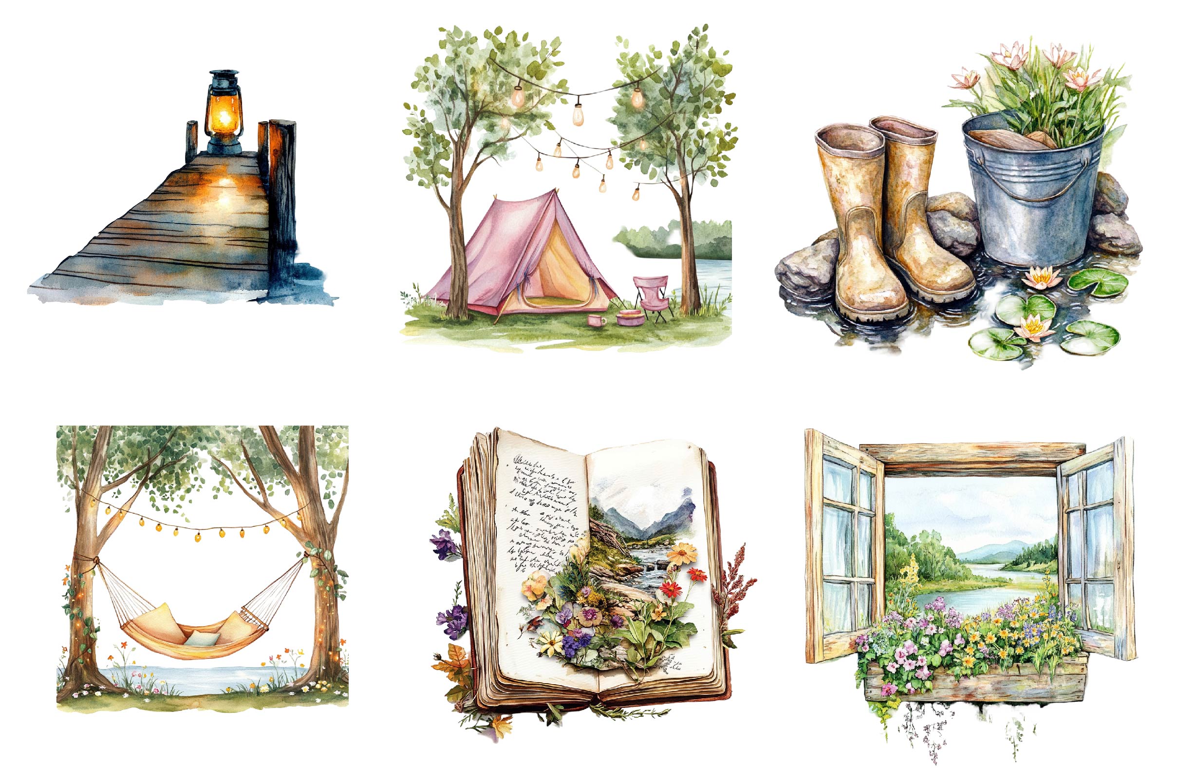 Spring Riverside Camping Clipart Bundle - CraftNest - Digital Crafting and Art