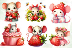 Minnie Animals Mouse Strawberry Clipart Bundle - CraftNest - Digital Crafting and Art