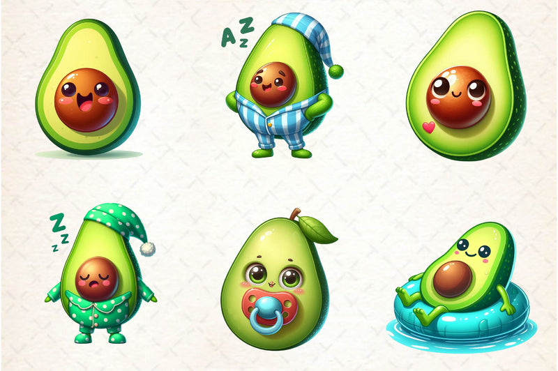 Cute Avocado Clipart Bundle 1 - CraftNest - Digital Crafting and Art