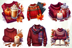 Burgundy Sweater Weather Clipart Bundle - CraftNest - Digital Crafting and Art