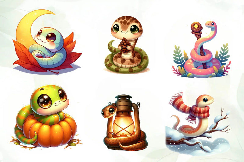 Cute Woodland Snakes Clipart Bundle - CraftNest - Digital Crafting and Art