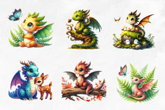 Cute Woodland Dragons Clipart Bundle - CraftNest - Digital Crafting and Art