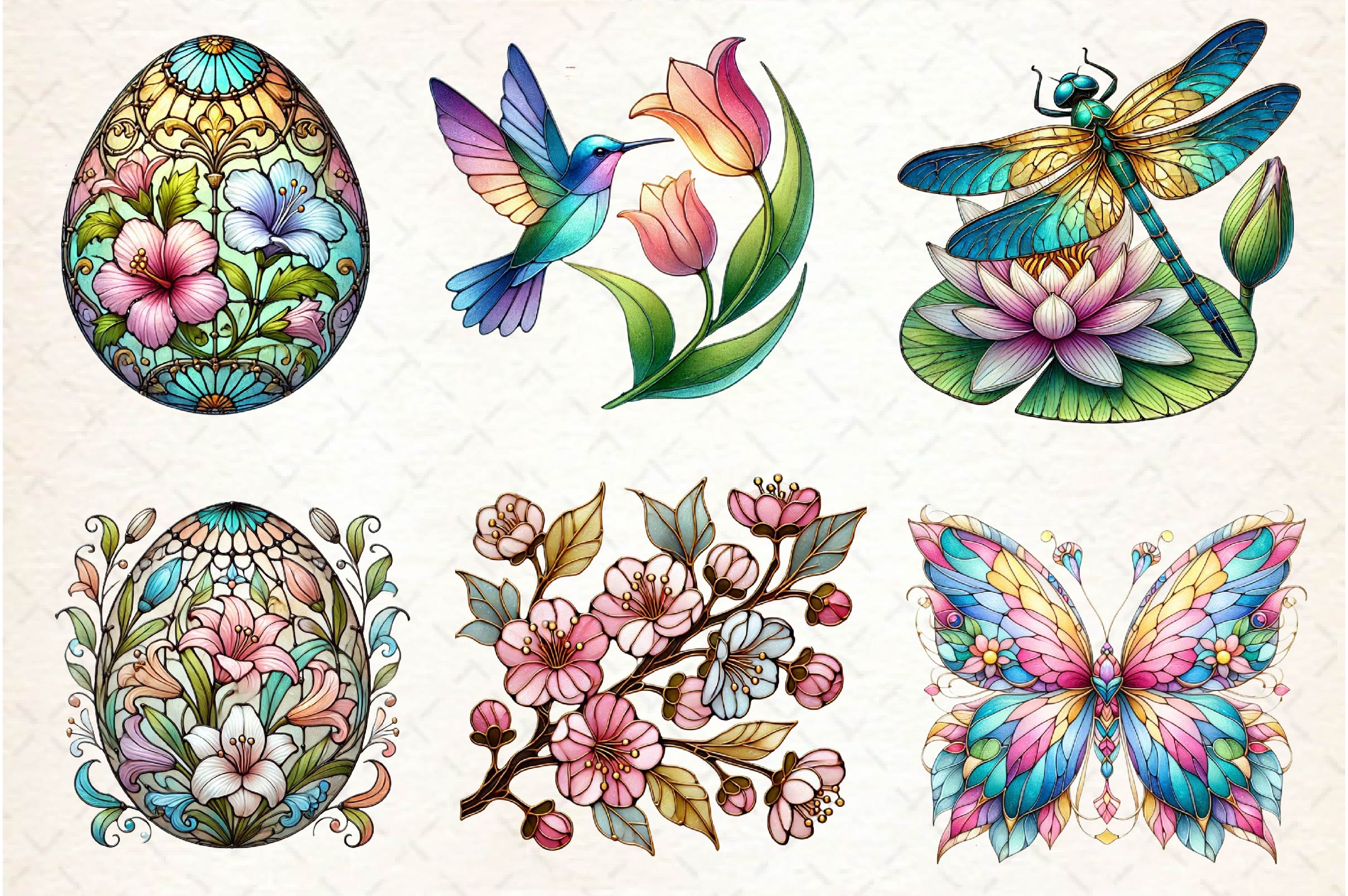 Stained Glass Spring Clipart Bundle - CraftNest - Digital Crafting and Art