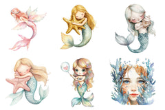 Cute Mermaid Clipart Bundle 3 - CraftNest - Digital Crafting and Art
