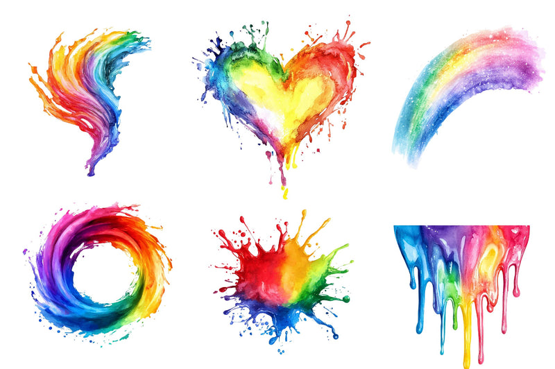 Rainbow Paint Splash Clipart Bundle - CraftNest - Digital Crafting and Art