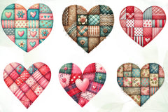 Patchwork Heart Valentines Day Clipart Bundle - CraftNest - Digital Crafting and Art