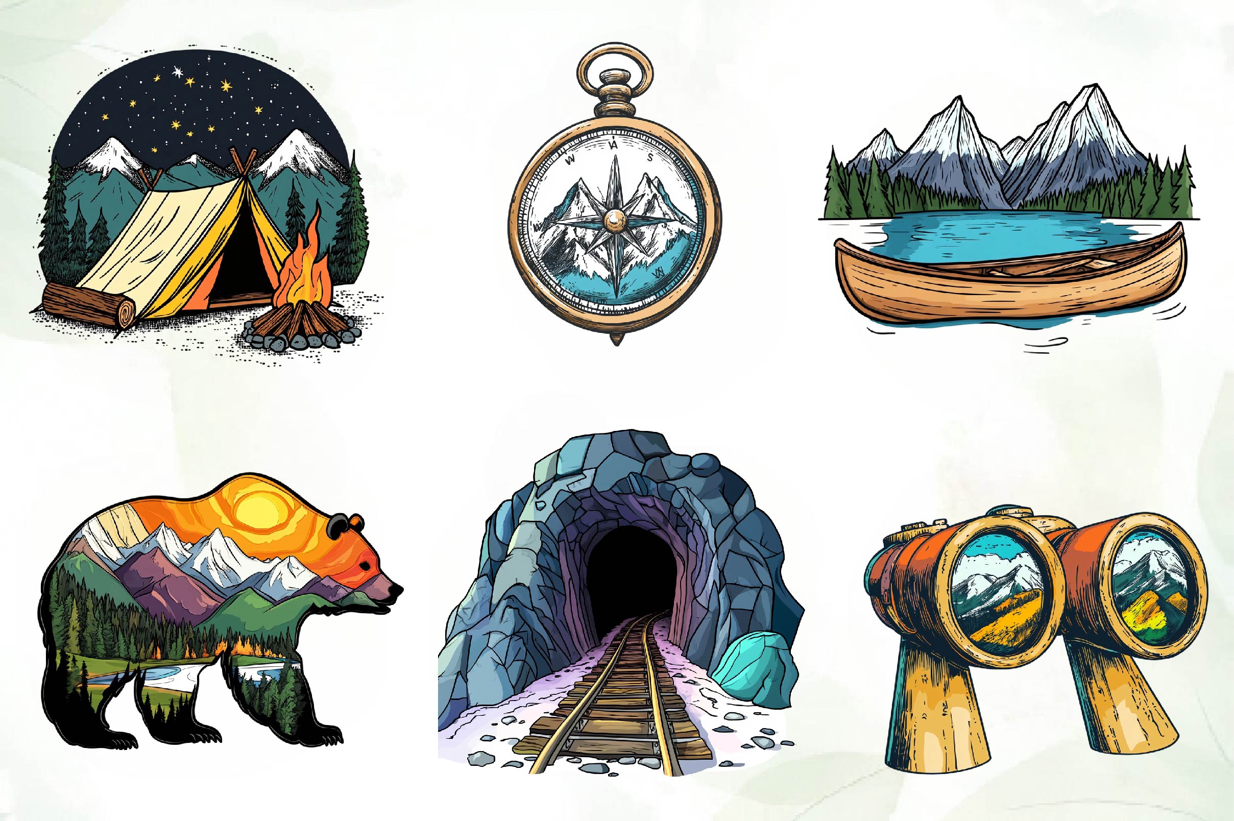 Vintage Mountain Adventure Clipart Bundle - CraftNest - Digital Crafting and Art