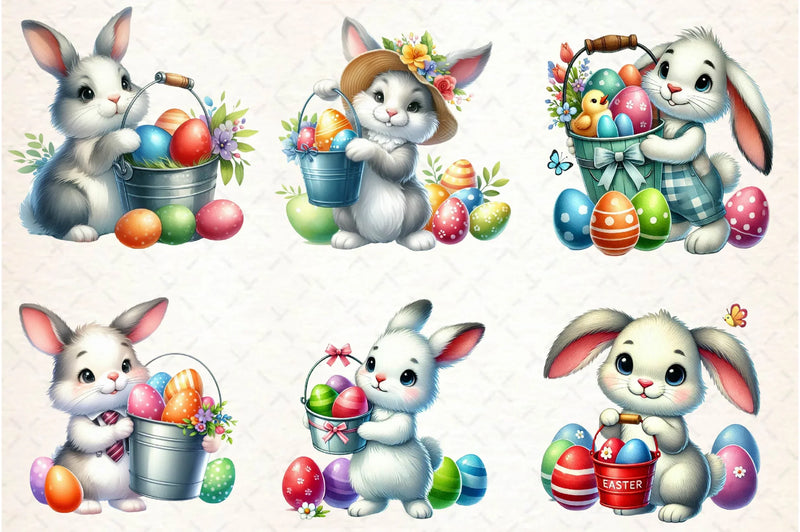 Easter Bunny Basket Clipart Bundle - CraftNest - Digital Crafting and Art