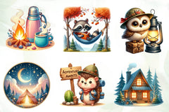 Cute Camping Water Color Clipart Bundle - CraftNest - Digital Crafting and Art