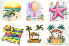 Tropical Summer Vacation Beach Vacation Clipart Bundle - CraftNest - Digital Crafting and Art