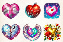 Valentines Day Disco Heart Clipart Bundle - CraftNest - Digital Crafting and Art